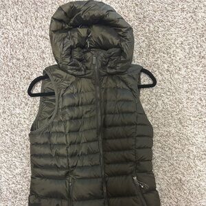 lululemon athletica Olive Green Quilted Hooded Down Vest
